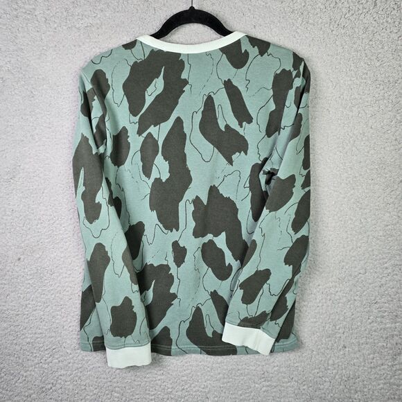 Adidas Sweatshirt Womens S Green Black Camo Pullover Logo Spell Out Streetwear - Picture 4 of 10